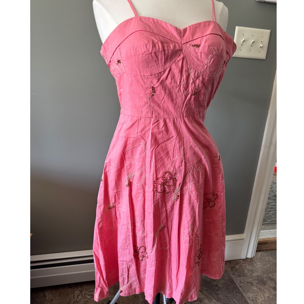 90s Y2k My Michelle Pink Embroidered Sweetheart‎ Neckline Fairy Dress Size 5